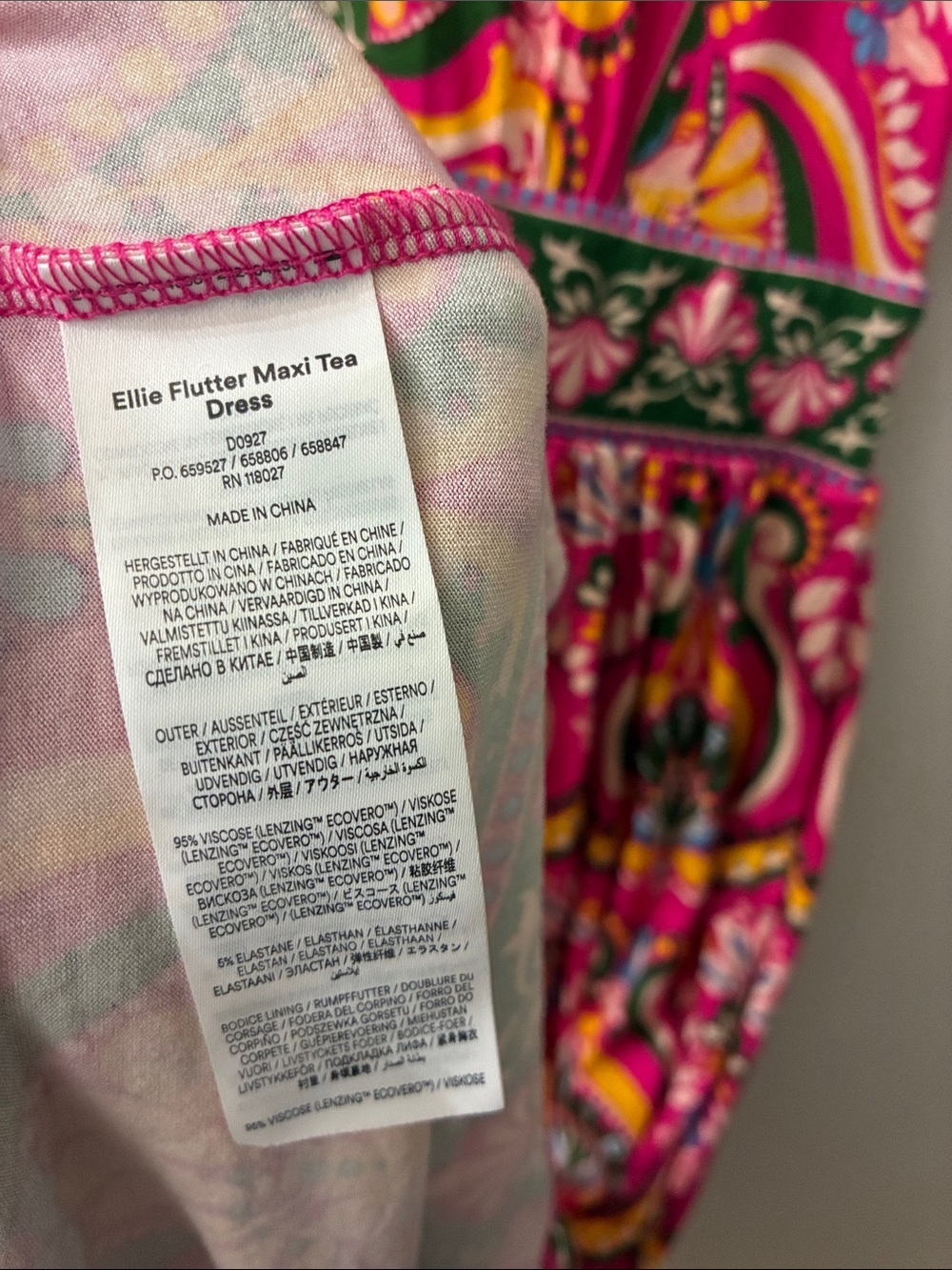 Boden NWT - Ellie Flutter Sleeve maxi tea dress - bright pink pattern - size 4 - Picture 5 of 6